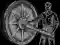 An engraving of a spinning flywheel. A metaphor for understanding the laws of inertia and anticipating setbacks.