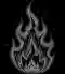 Icono grabado de una llama como metáfora: el estrés como sobrecalentamiento de la CPU